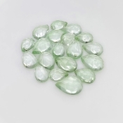 35.25 Carat Green Amethyst 8.5x6.5-12.5x9mm Rose Cut Pear Shape AAA Grade Cabochons Parcel - Total 19 Pcs.