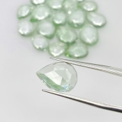 35.25 Carat Green Amethyst 8.5x6.5-12.5x9mm Rose Cut Pear Shape AAA Grade Cabochons Parcel - Total 19 Pcs.