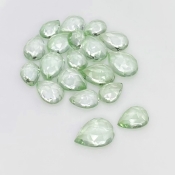 35.25 Carat Green Amethyst 8.5x6.5-12.5x9mm Rose Cut Pear Shape AAA Grade Cabochons Parcel - Total 19 Pcs.