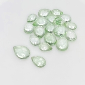35.25 Carat Green Amethyst 8.5x6.5-12.5x9mm Rose Cut Pear Shape AAA Grade Cabochons Parcel - Total 19 Pcs.
