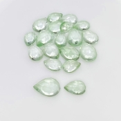 35.25 Carat Green Amethyst 8.5x6.5-12.5x9mm Rose Cut Pear Shape AAA Grade Cabochons Parcel - Total 19 Pcs.