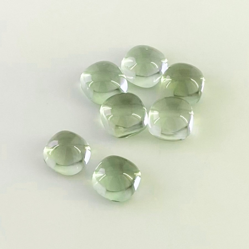 18.50 Carat Green Amethyst 8mm Smooth Square Cushion Shape AAA Grade Cabochons Parcel - Total 7 Pcs.