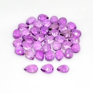 47.45 Cts. Brazilian Amethyst 7.5x6-9x6mm Rose Cut Pear Shape AA Grade Cabochons Parcel - Total 48 Pcs.