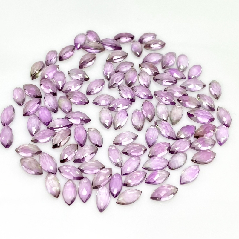 111.40 Carat Brazilian Amethyst 10x5mm Rose Cut Marquise Shape AA Grade Cabochons Parcel - Total 98 Pcs.