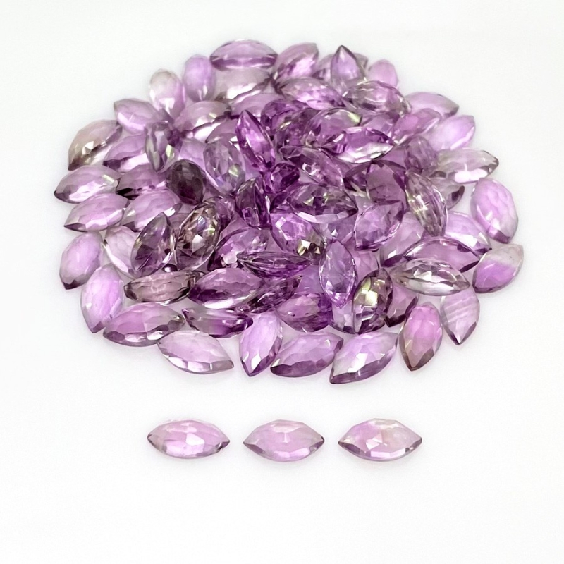 111.40 Carat Brazilian Amethyst 10x5mm Rose Cut Marquise Shape AA Grade Cabochons Parcel - Total 98 Pcs.