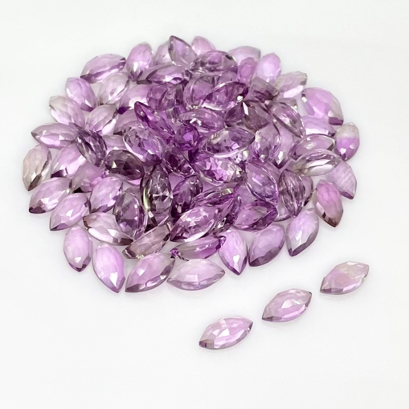 111.40 Carat Brazilian Amethyst 10x5mm Rose Cut Marquise Shape AA Grade Cabochons Parcel - Total 98 Pcs.
