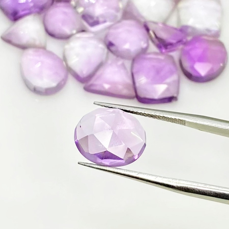 92.55 Carat Pink Amethyst 10-12.5mm Rose Cut Mix Shape AA Grade Cabochons Parcel - Total 22 Pcs.
