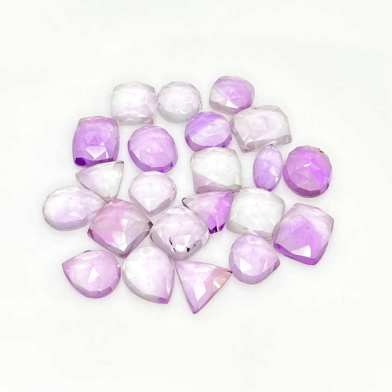 92.55 Carat Pink Amethyst 10-12.5mm Rose Cut Mix Shape AA Grade Cabochons Parcel - Total 22 Pcs.