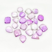 92.55 Carat Pink Amethyst 10-12.5mm Rose Cut Mix Shape AA Grade Cabochons Parcel - Total 22 Pcs.