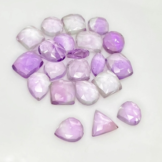92.55 Carat Pink Amethyst 10-12.5mm Rose Cut Mix Shape AA Grade Cabochons Parcel - Total 22 Pcs.