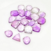 92.55 Carat Pink Amethyst 10-12.5mm Rose Cut Mix Shape AA Grade Cabochons Parcel - Total 22 Pcs.