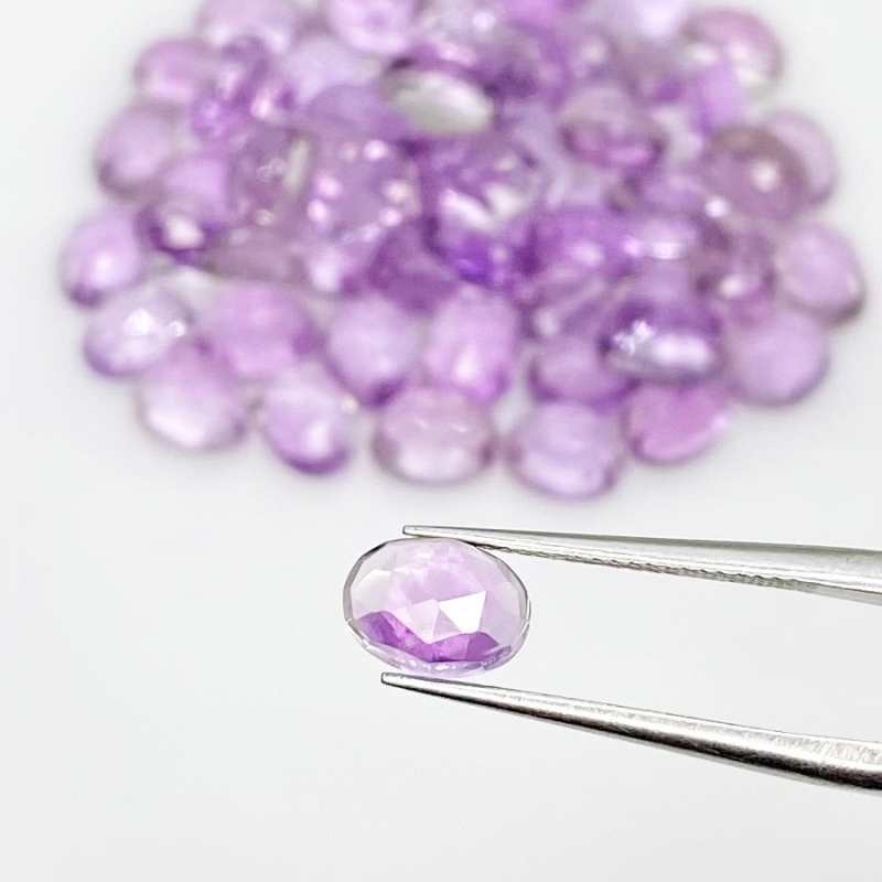 55.40 Carat Pink Amethyst 7x5mm Rose Cut Oval Shape AA Grade Cabochons Parcel - Total 60 Pcs.