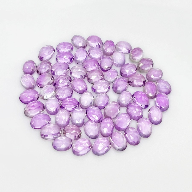 55.40 Carat Pink Amethyst 7x5mm Rose Cut Oval Shape AA Grade Cabochons Parcel - Total 60 Pcs.