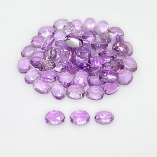 55.40 Carat Pink Amethyst 7x5mm Rose Cut Oval Shape AA Grade Cabochons Parcel - Total 60 Pcs.