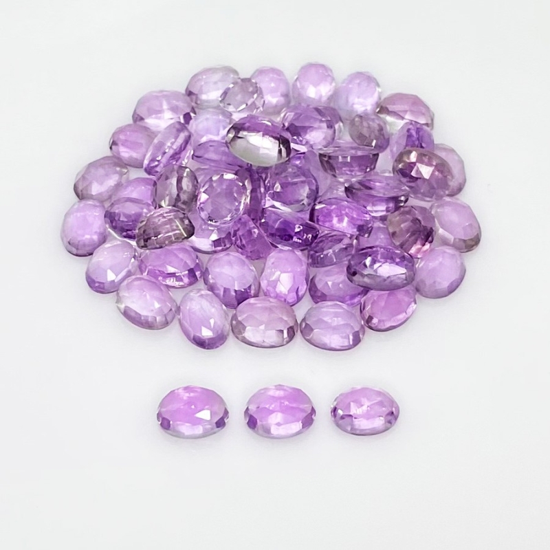 55.40 Carat Pink Amethyst 7x5mm Rose Cut Oval Shape AA Grade Cabochons Parcel - Total 60 Pcs.