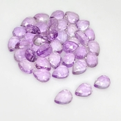 52 Carat Pink Amethyst 8x6mm Rose Cut Pear Shape AA Grade Cabochons Parcel - Total 40 Pcs.