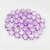 52 Carat Pink Amethyst 8x6mm Rose Cut Pear Shape AA Grade Cabochons Parcel - Total 40 Pcs.
