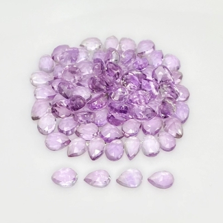64.75 Carat Pink Amethyst 7x5mm Rose Cut Pear Shape AA Grade Cabochons Parcel - Total 80 Pcs.