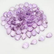 64.75 Carat Pink Amethyst 7x5mm Rose Cut Pear Shape AA Grade Cabochons Parcel - Total 80 Pcs.