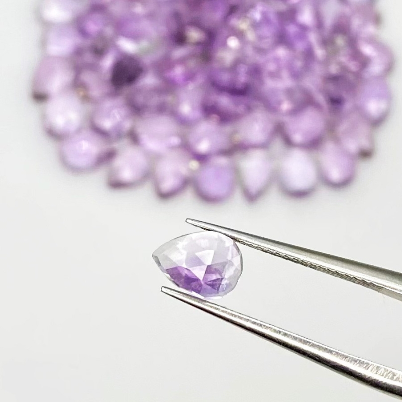 64.75 Carat Pink Amethyst 7x5mm Rose Cut Pear Shape AA Grade Cabochons Parcel - Total 80 Pcs.
