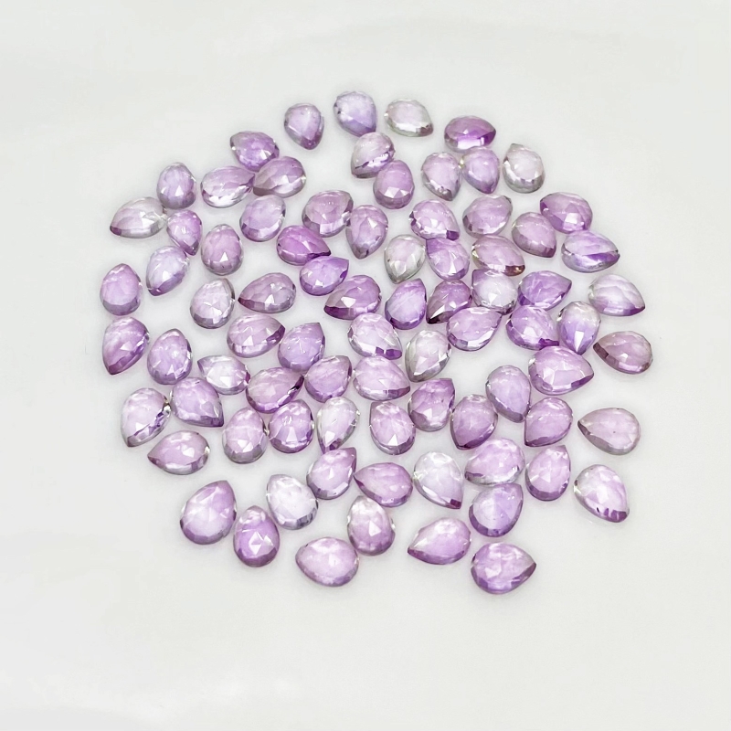 64.75 Carat Pink Amethyst 7x5mm Rose Cut Pear Shape AA Grade Cabochons Parcel - Total 80 Pcs.