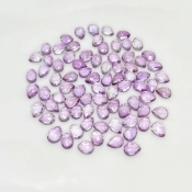 64.75 Carat Pink Amethyst 7x5mm Rose Cut Pear Shape AA Grade Cabochons Parcel - Total 80 Pcs.