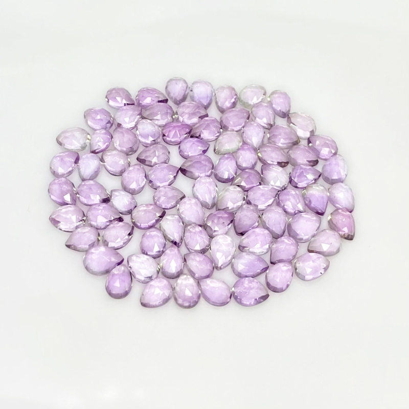 64.75 Carat Pink Amethyst 7x5mm Rose Cut Pear Shape AA Grade Cabochons Parcel - Total 80 Pcs.