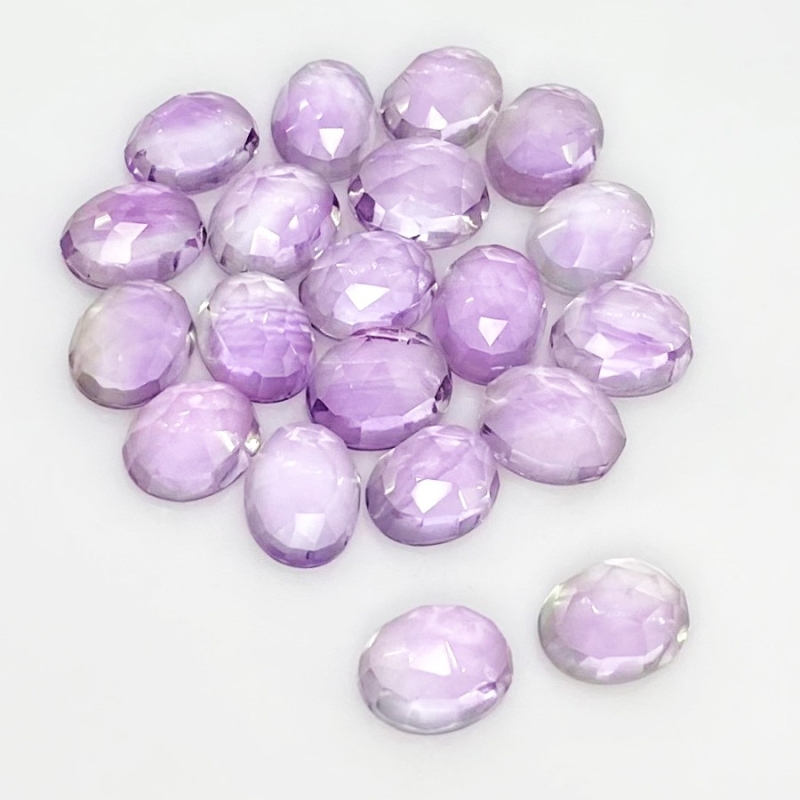40.40 Carat Pink Amethyst 8.5x7-9x7mm Rose Cut Oval Shape AA Grade Cabochons Parcel - Total 20 Pcs.