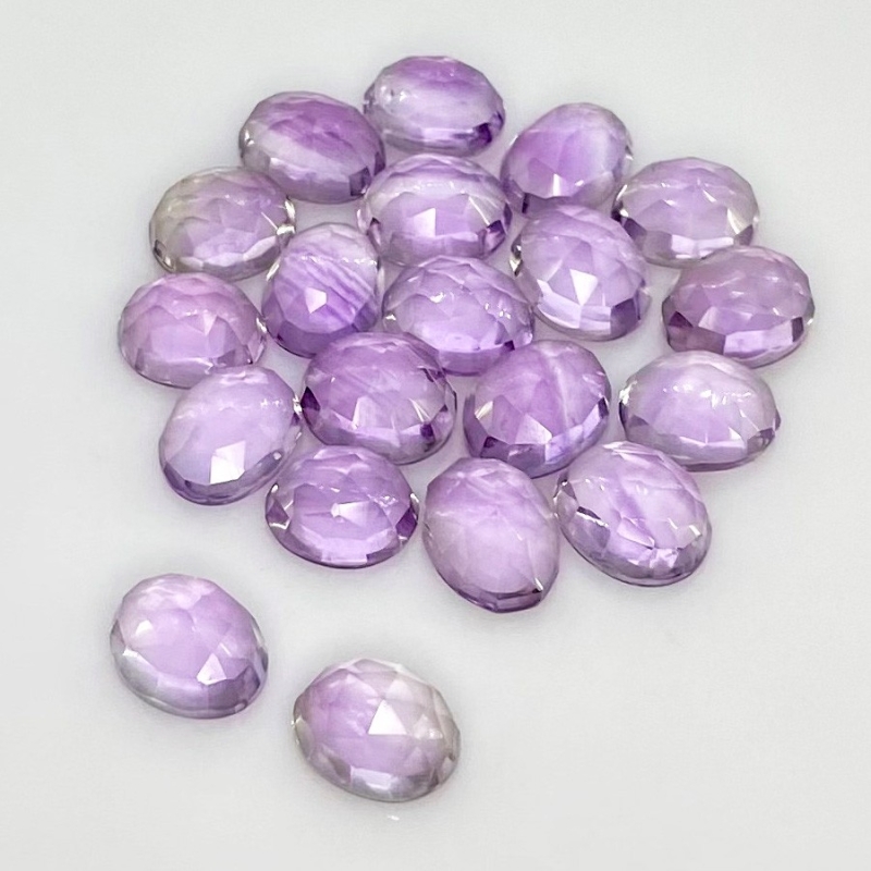 40.40 Carat Pink Amethyst 8.5x7-9x7mm Rose Cut Oval Shape AA Grade Cabochons Parcel - Total 20 Pcs.