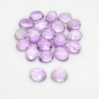 40.40 Carat Pink Amethyst 8.5x7-9x7mm Rose Cut Oval Shape AA Grade Cabochons Parcel - Total 20 Pcs.