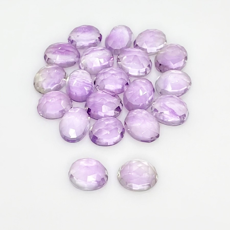 40.40 Carat Pink Amethyst 8.5x7-9x7mm Rose Cut Oval Shape AA Grade Cabochons Parcel - Total 20 Pcs.