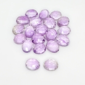 40.40 Carat Pink Amethyst 8.5x7-9x7mm Rose Cut Oval Shape AA Grade Cabochons Parcel - Total 20 Pcs.