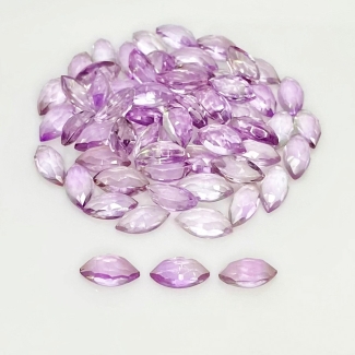 73.55 Carat Pink Amethyst 10x5mm Rose Cut Marquise Shape AA Grade Cabochons Parcel - Total 65 Pcs.