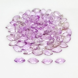 71.25 Carat Pink Amethyst 8x4mm Rose Cut Marquise Shape AA Grade Cabochons Parcel - Total 105 Pcs.