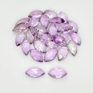 47.95 Pink Amethyst 11x6mm Rose Cut Marquise Shape AA Grade Cabochons Parcel - Total 29 Pcs.