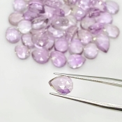 66.10 Carat Pink Amethyst 8x6mm Rose Cut Pear Shape AA Grade Cabochons Parcel - Total 51 Pcs.