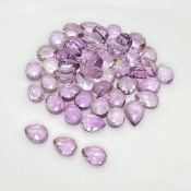 66.10 Carat Pink Amethyst 8x6mm Rose Cut Pear Shape AA Grade Cabochons Parcel - Total 51 Pcs.