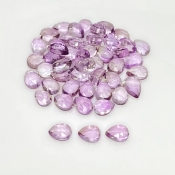 66.10 Carat Pink Amethyst 8x6mm Rose Cut Pear Shape AA Grade Cabochons Parcel - Total 51 Pcs.