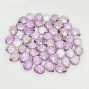 66.10 Carat Pink Amethyst 8x6mm Rose Cut Pear Shape AA Grade Cabochons Parcel - Total 51 Pcs.