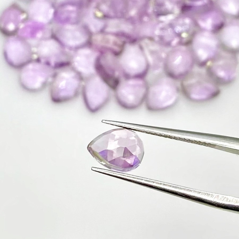 77.15 Carat Pink Amethyst 8x6mm Rose Cut Pear Shape AA Grade Cabochons Parcel - Total 60 Pcs.