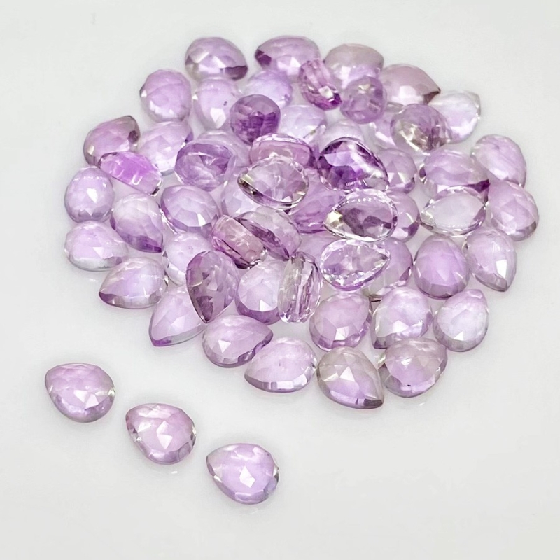 77.15 Carat Pink Amethyst 8x6mm Rose Cut Pear Shape AA Grade Cabochons Parcel - Total 60 Pcs.