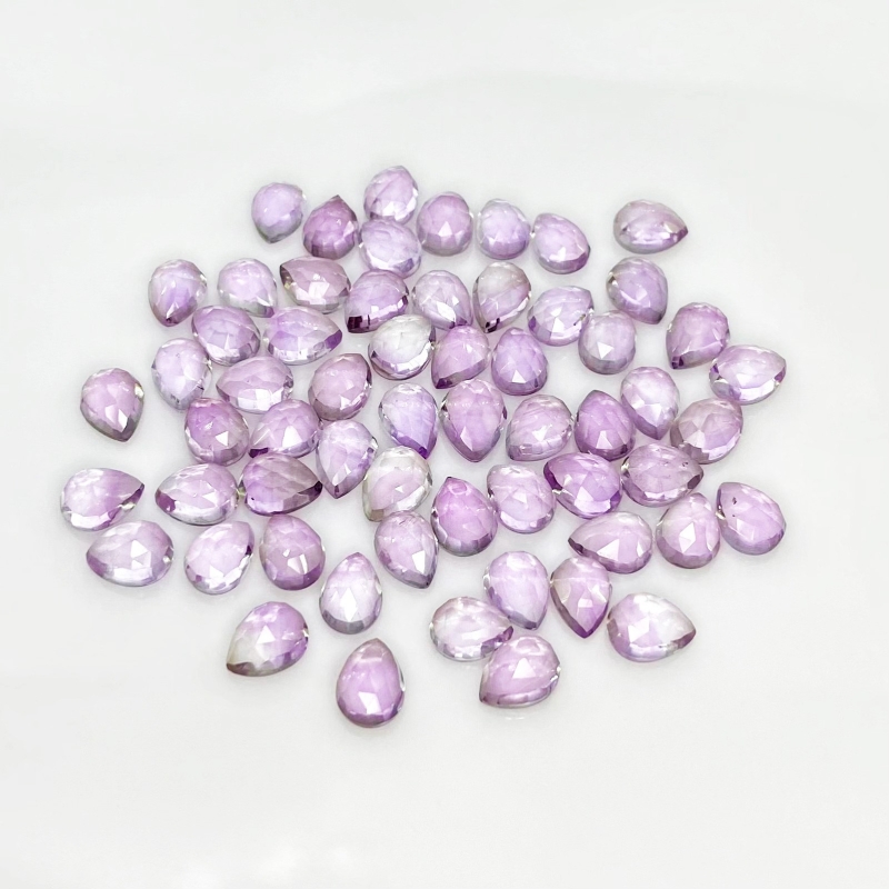 77.15 Carat Pink Amethyst 8x6mm Rose Cut Pear Shape AA Grade Cabochons Parcel - Total 60 Pcs.