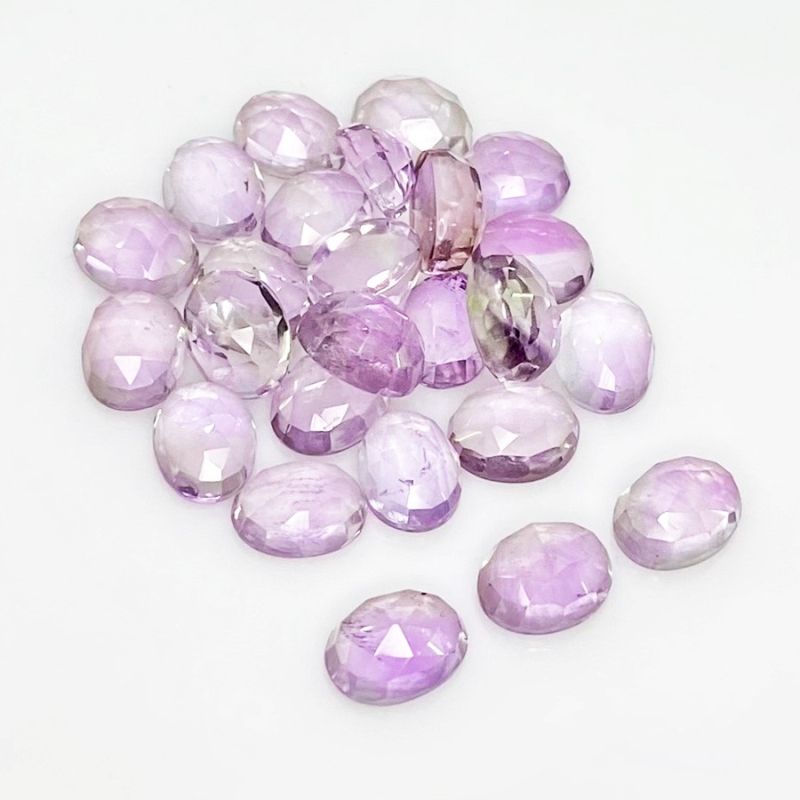 50.75 Carat Pink Amethyst 9x7mm Rose Cut Oval Shape AA Grade Cabochons Parcel - Total 25 Pcs.