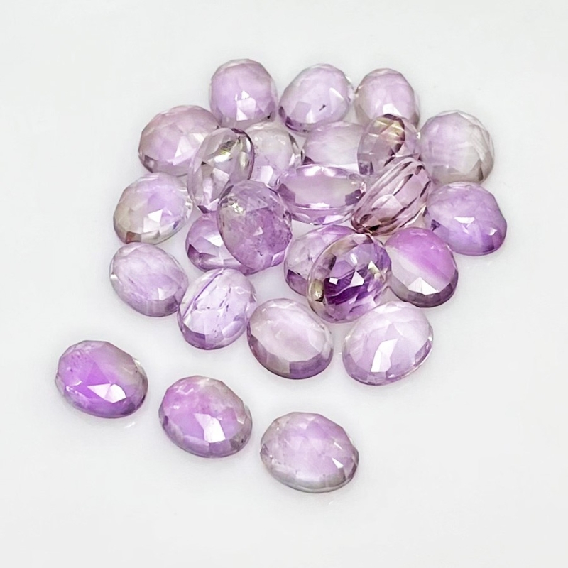 50.75 Carat Pink Amethyst 9x7mm Rose Cut Oval Shape AA Grade Cabochons Parcel - Total 25 Pcs.