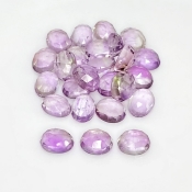 50.75 Carat Pink Amethyst 9x7mm Rose Cut Oval Shape AA Grade Cabochons Parcel - Total 25 Pcs.