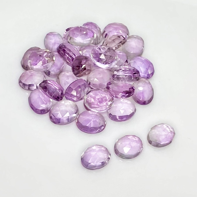 66.55 Carat Pink Amethyst 9x7mm Rose Cut Oval Shape AA Grade Cabochons Parcel - Total 33 Pcs.