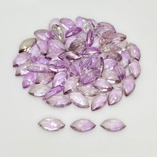 73 Carat Pink Amethyst 10x5mm Rose Cut Marquise Shape AA Grade Cabochons Parcel - Total 66 Pcs.