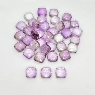 59.15 Carat Pink Amethyst 7mm Rose Cut Square Cushion Shape AA Grade Cabochons Parcel - Total 38 Pcs.