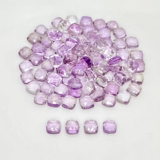 60 Carat Pink Amethyst 5mm Rose Cut Square Cushion Shape AA Grade Cabochons Parcel - Total 95 Pcs.