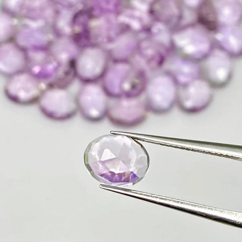81.90 Carat Pink Amethyst 8x6mm Rose Cut Oval Shape AA Grade Cabochons Parcel - Total 60 Pcs.